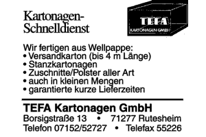 TEFA Kartonagen GmbH TEFA Kartonagen GmbH
