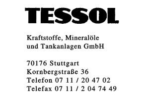 Tessol Kraftstoffe Mineralöle und Tankanlagen GmbH Tessol Kraftstoffe Mineralöle und Tankanlagen GmbH
