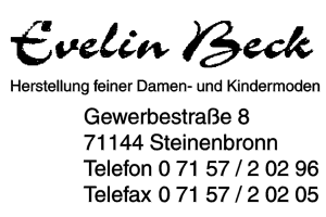 Beck, Evelin Herstellung feiner Damen- und Kindermoden
