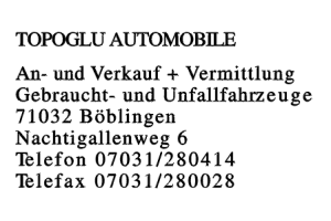 TOPOGLU AUTOMOBILE An- und Verkauf + Vermittlung Gebraucht- und Unfallfahrzeuge