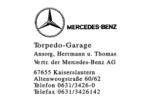 Torpedo-Garage Ansorg, Herrmann u. Thomas Vertr. der Mercedes-Benz AG Torpedo-Garage Ansorg, Herrmann u. Thomas Vertr. der Mercedes-Benz AG
