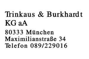 Trinkaus & Burkhardt KG aA Trinkaus & Burkhardt KG aA