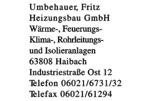 Umbehauer, Fritz Heizungsbau GmbH