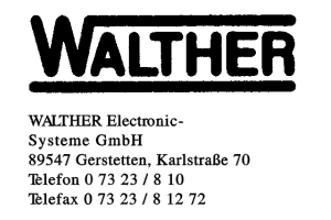 WALTHER Electronic- Systeme GmbH WALTHER Electronic- Systeme GmbH