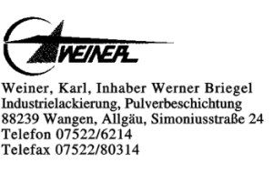 Weiner, Karl, Inhaber Briegel Werner