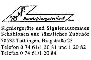 WHB Beschriftungs- Technik GmbH WHB Beschriftungs- Technik GmbH