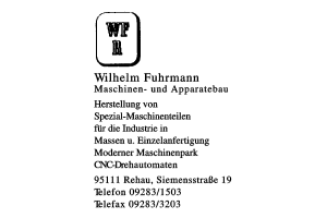 Wilhelm Fuhrmann Maschinen- und Apparatebau Wilhelm Fuhrmann Maschinen- und Apparatebau