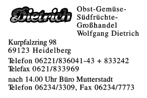Wolfgang, Dietrich Obst-Gemüse-Südfrüchte-Großhandel