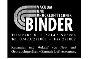 BINDER Vacuum und Drucklufttechnik