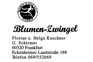 Blumen-Zwingel Florian u. Helga Kuschner G. Schirmer