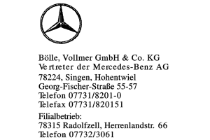 Bölle, Vollmer GmbH & Co. KG Vertreter der Mercedes-Benz AG