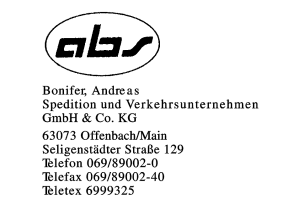Bonifer, Andreas Spedition und Vekehrsunternehmen GmbH & Co. KG Bonifer, Andreas Spedition und Vekehrsunternehmen GmbH & Co. KG