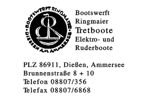 Bootswerft Ringmaier Tretboote, Elektro- und Ruderboote