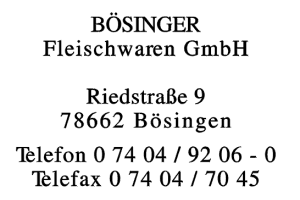 BÖSINGER Fleischwaren GmbH