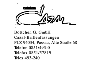 Böttcher, G. GmbH Cazal-Brillenfassungen Böttcher, G. GmbH Cazal-Brillenfassungen