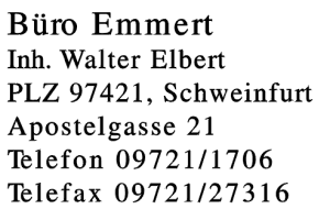 Büro Emmert Inh. Walter Elbert Büro Emmert Inh. Walter Elbert