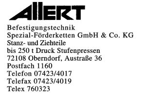 ALLERT Befestigungstechnik, Spezial-Förderketten GmbH & Co. KG ALLERT Befestigungstechnik, Spezial-Förderketten GmbH & Co. KG