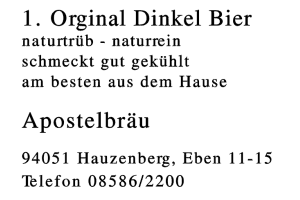 1. Orginal Dinkel Bier