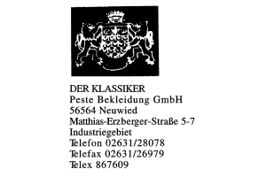 DER KLASSIKER Peste Bekleidung GmbH