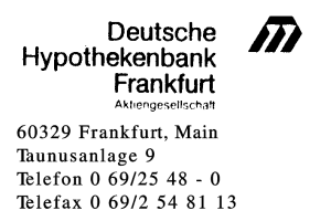 Deutsche Hypothekenbank Frankfurt Deutsche Hypothekenbank Frankfurt