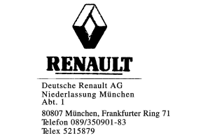 Deutsche Renault AG Niederlassung München Abt. 1