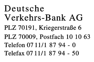 Deutsche Verkehrs-Bank AG Deutsche Verkehrs-Bank AG