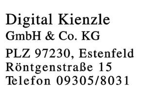 Digital Kienzle GmbH & Co. KG Digital Kienzle GmbH & Co. KG