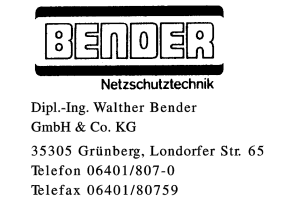 Dipl.-Ing. Walther Bender GmbH & Co. KG Dipl.-Ing. Walther Bender GmbH & Co. KG