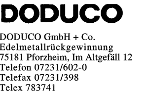 DODUCO GmbH + Co. Edelmetallrückgewinnung DODUCO GmbH + Co. Edelmetallrückgewinnung