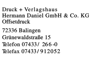 Druck + Verlagshaus Hermann Daniel GmbH & Co. KG Druck + Verlagshaus Hermann Daniel GmbH & Co. KG