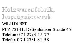 DURST Holzwarenfabrik, Imprägnierwerk WILLI DURST Holzwarenfabrik, Imprägnierwerk WILLI