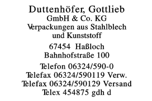 Duttenhöfer, Gottlieb GmbH & Co. KG Duttenhöfer, Gottlieb GmbH & Co. KG