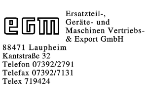 egm Ersatzteil-, Geräte- und Maschinen  Vertriebs- & Export GmbH