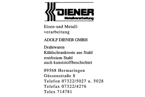 Eisen- und Metallverarbeitung ADOLF DIENER GMBH