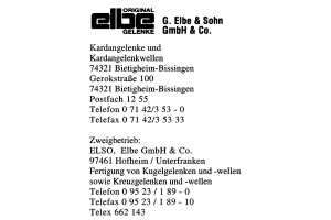 Elbe & Sohn GmbH & Co. G. Elbe & Sohn GmbH & Co. G.