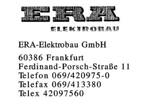 ERA-Elektrobau GmbH ERA-Elektrobau GmbH