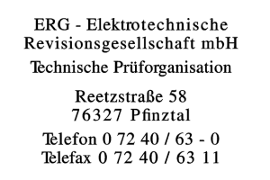 ERG - Elektrotechnische Revisionsgesellschaft mbH ERG - Elektrotechnische Revisionsgesellschaft mbH