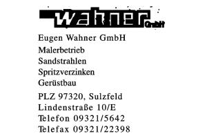Eugen, Wahner GmbH