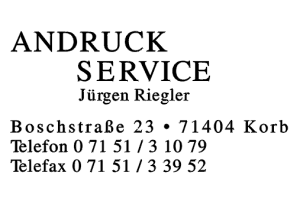 Andruck Service Jürgen Riegler