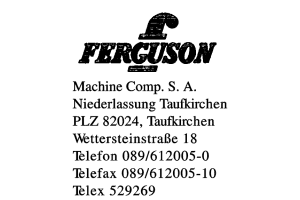 Ferguson Machine Comp. S. A. Ferguson Machine Comp. S. A.