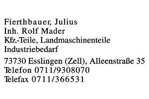 Fierthbauer, Julius Inh. Rolf Mader
