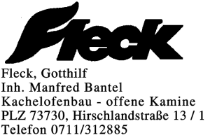 Fleck, Gotthilf, Inh. Manfred Bantel Kachelofenbau, offene Kamine