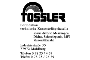 Fossler Formenbau, tecnische Kunststoffspritzteile