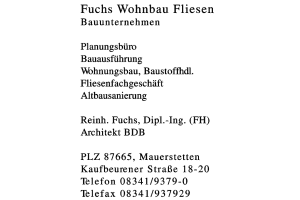Fuchs Wohnbau-Fliesen Bauunternehmen