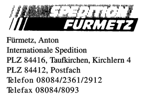 Fürmetz, Anton Internationale Spedition