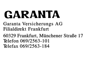 Garanta Versicherungs-AG Filialdirekt Frankfurt