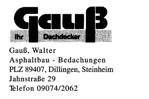 Gauß, Walter Asphaltbau - Bedachungen