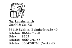 Gg. Langheinrich GmbH & Co. KG Gg. Langheinrich GmbH & Co. KG