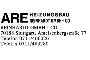 ARE HEIZUNGSBAU REINHARDT GMBH + CO