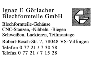 Görlacher, Ignaz F. Blechformteile GmbH